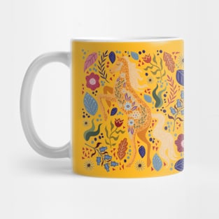 folk horse flower hand drawn Mug